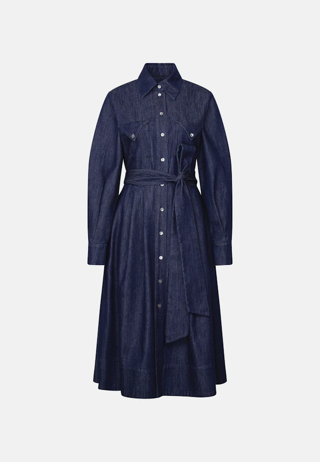 Denim Kleid mit Volumenärmeln und aufgesetzten Taschen in Bleu Foncé |  Seidensticker Onlineshop