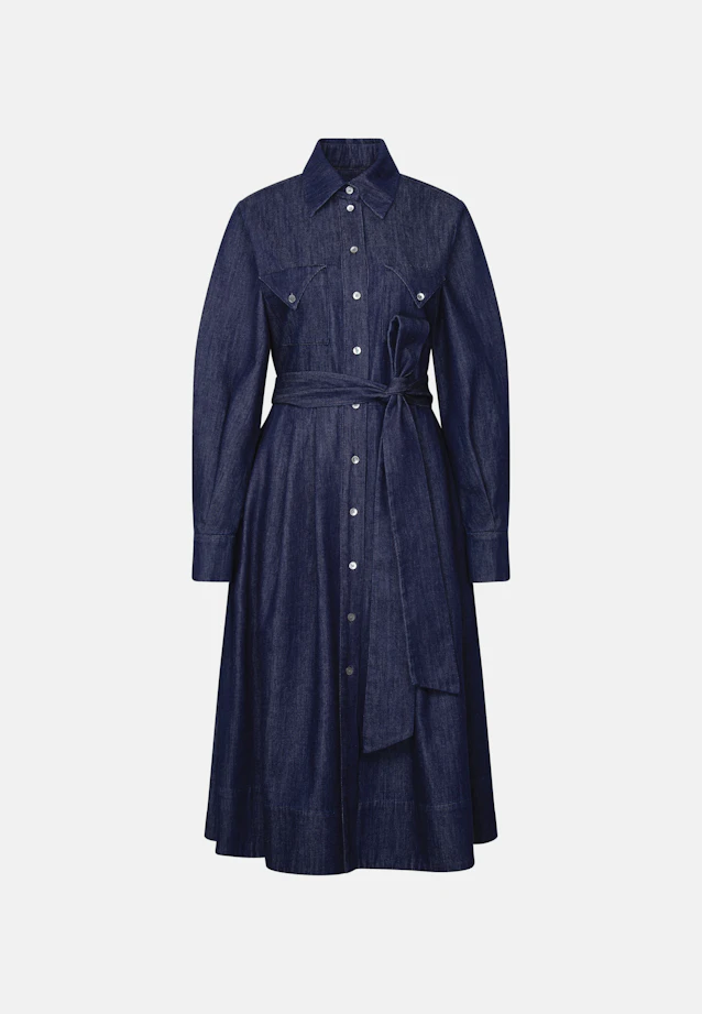 Denim Kleid mit Volumenärmeln und aufgesetzten Taschen in Dunkelblau |  Seidensticker Onlineshop