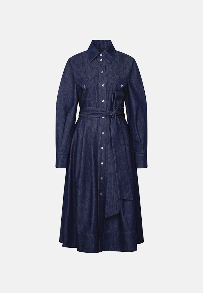 Denim dress with volume sleeves and patch pockets in Dunkelblau | Seidensticker online shop