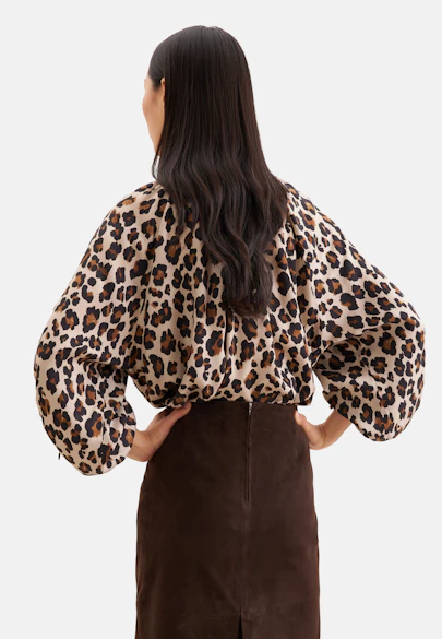 Satinierte Raglanbluse mit Schleifendetails in Beige |  Seidensticker Onlineshop