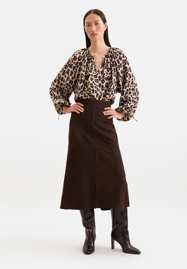 Satinierte Raglanbluse mit Schleifendetails in Beige |  Seidensticker Onlineshop