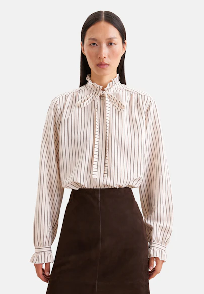 Bow Blouse with Ruffle Detail in Beige |  Seidensticker Onlineshop