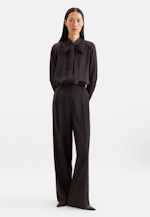 High collar blouse with bow tie and lace detail in Braun |  Seidensticker Onlineshop