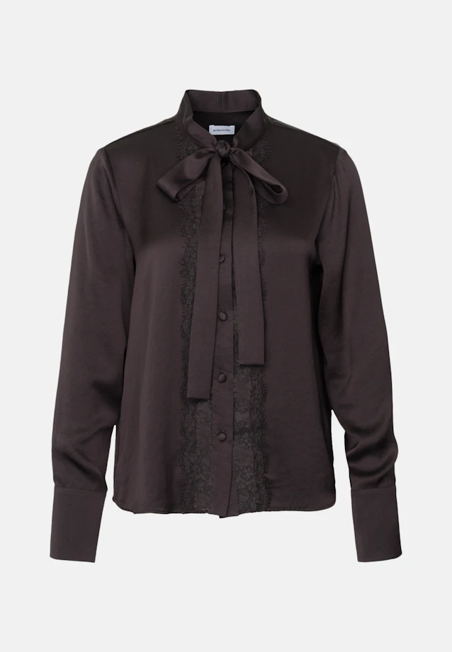 High collar blouse with bow tie and lace detail in Braun |  Seidensticker Onlineshop