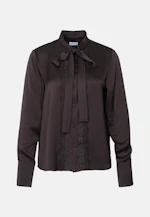 High collar blouse with bow tie and lace detail in Braun |  Seidensticker Onlineshop