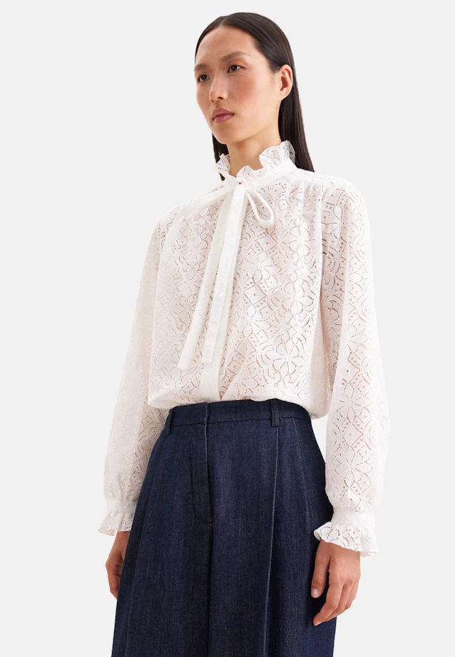 Bow Blouse with Ruffle Detail in Weiß |  Seidensticker Onlineshop