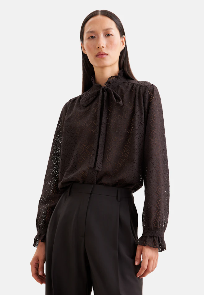 Bow Blouse with Ruffle Detail in Braun | Seidensticker online shop