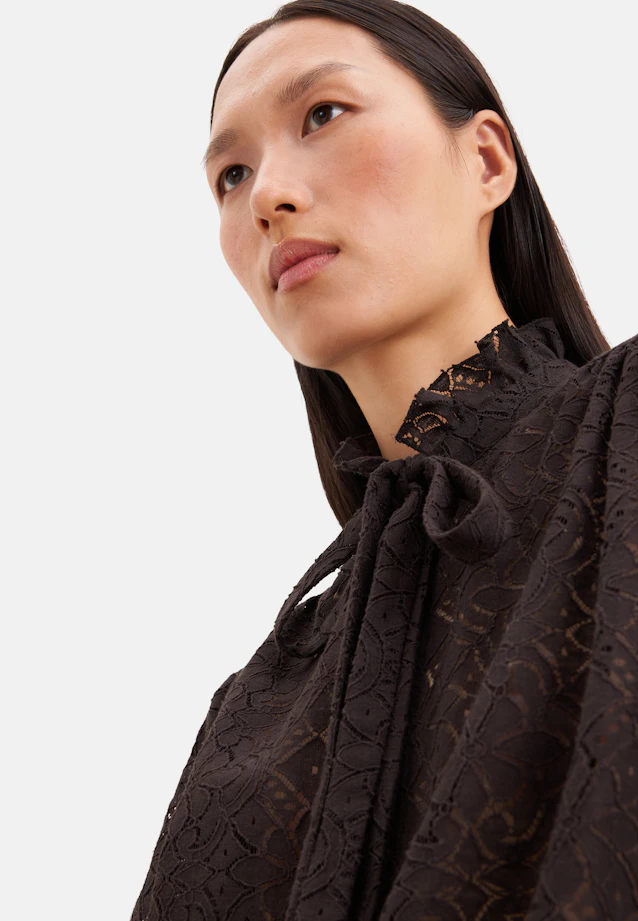 Blouse lavallière avec détail volanté in Marron |  Seidensticker Onlineshop