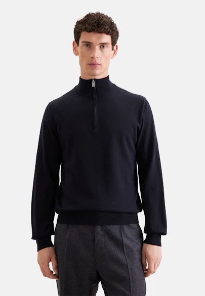 Quarter Zip Uni in Dunkelblau |  Seidensticker Onlineshop