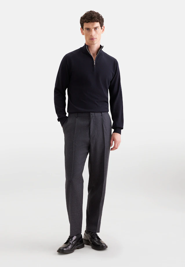 Quarter Zip Uni in Dunkelblau |  Seidensticker Onlineshop