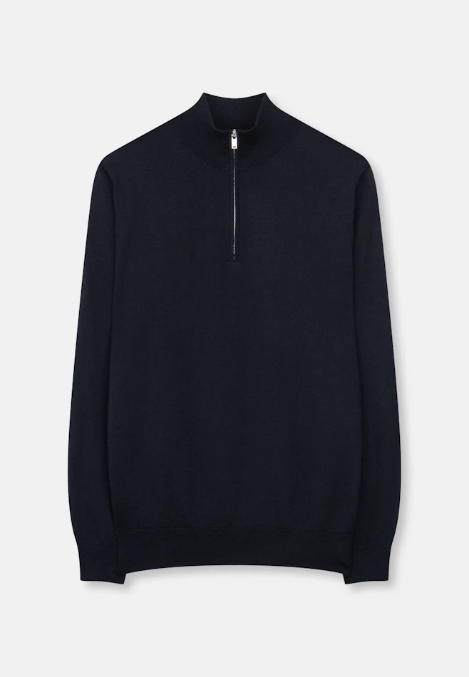 Regular Quarter Zip Uni in Dunkelblau | Seidensticker Onlineshop