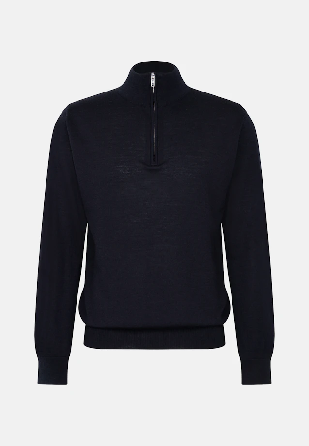 Regular Quarter Zip Uni in Bleu Foncé |  Seidensticker Onlineshop