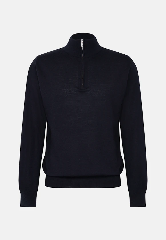 Regular Quarter Zip Uni in Dunkelblau |  Seidensticker Onlineshop