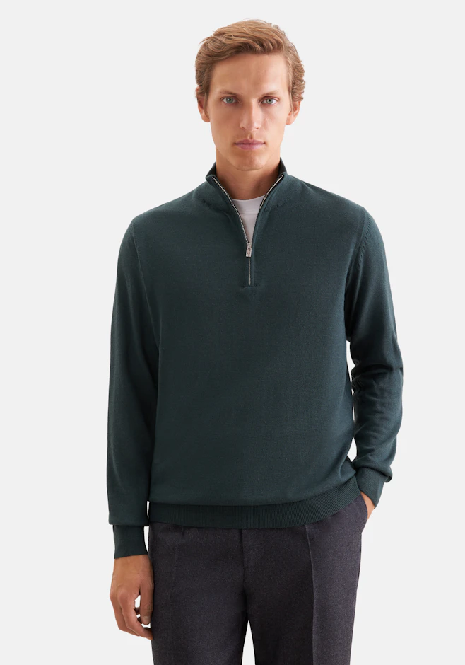 Regular Quarter Zip Uni in Grün | Seidensticker Onlineshop