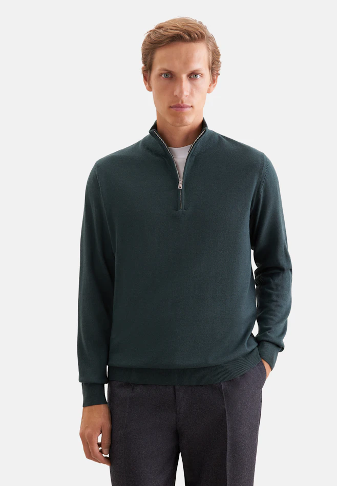 Quarter Zip Uni in Grün | Seidensticker Onlineshop