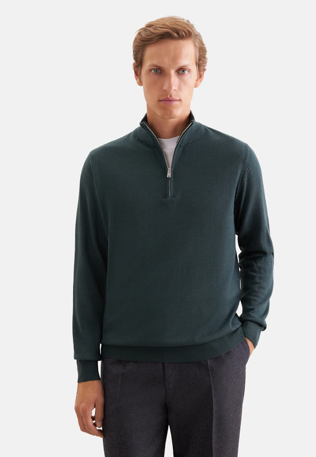 Regular Quarter Zip Uni in Vert |  Seidensticker Onlineshop