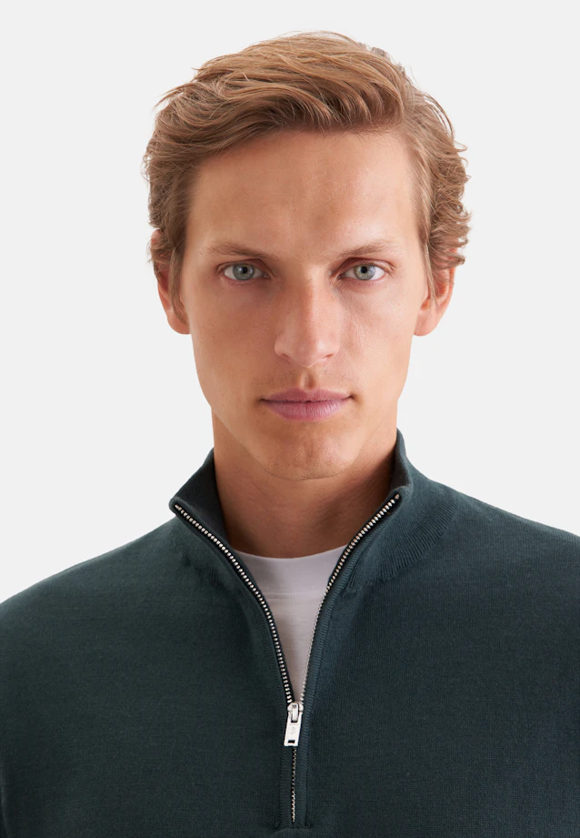 Quarter Zip Uni in Grün |  Seidensticker Onlineshop