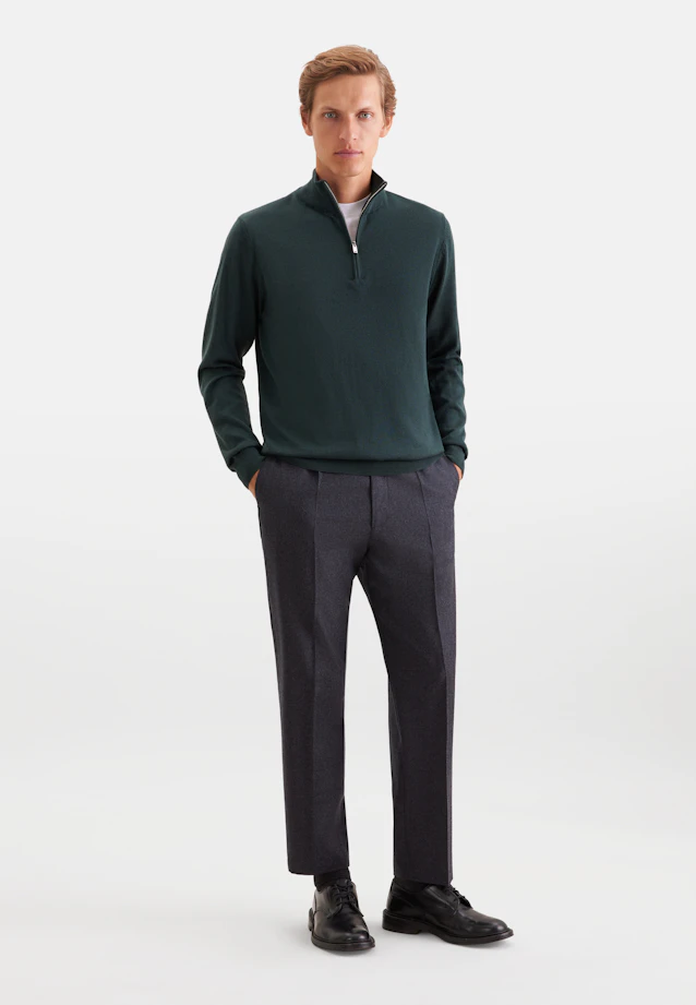 Quarter Zip Uni in Grün |  Seidensticker Onlineshop