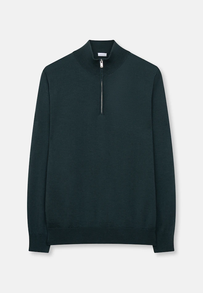 Regular Quarter Zip Uni in Grün | Seidensticker Onlineshop