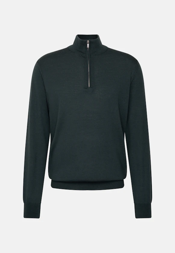 Regular Quarter Zip Uni in Vert |  Seidensticker Onlineshop