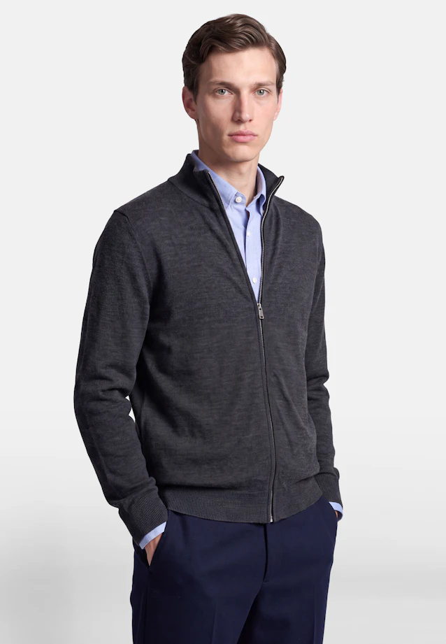 Regular Cardigan Uni in Grau |  Seidensticker Onlineshop