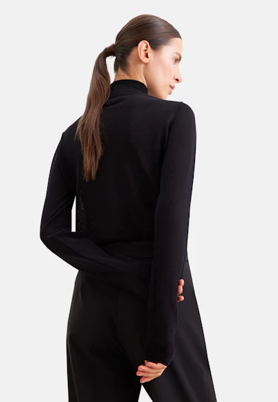 Feinstrick Rollkragenpullover aus Wolle und Seide in Schwarz |  Seidensticker Onlineshop