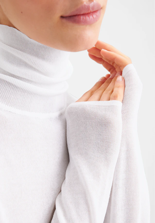 Feinstrick Rollkragenpullover aus Wolle und Seide in Weiß |  Seidensticker Onlineshop