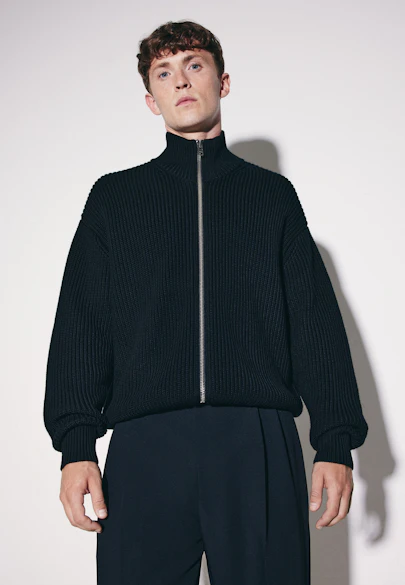 Regular Strick-Jacke Uni in Schwarz |  Seidensticker Onlineshop