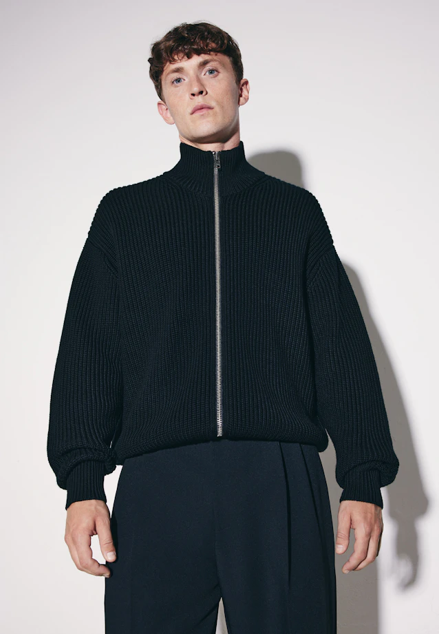 Regular Strick-Jacke Uni in Schwarz |  Seidensticker Onlineshop