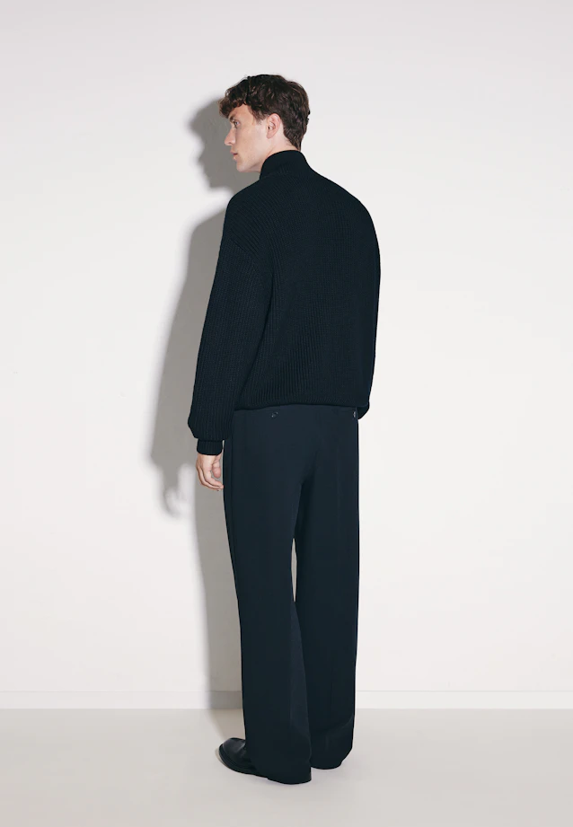 Stand Up Collar Knitted jacket Uni in Schwarz |  Seidensticker Onlineshop