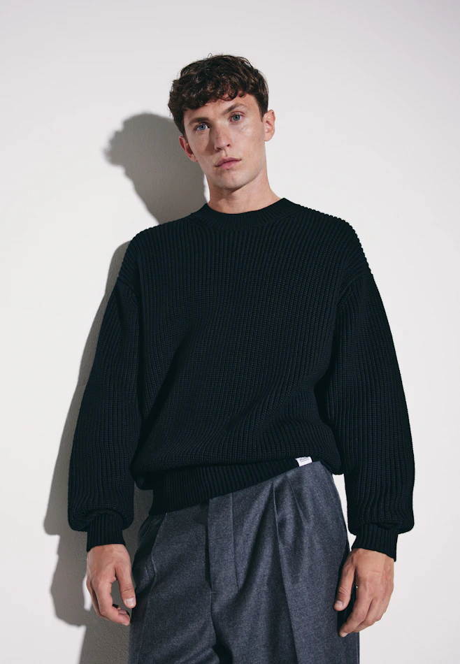 Round neck Pullover Uni in Schwarz | Seidensticker online shop
