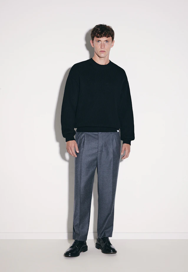 Round neck Pullover Uni in Schwarz |  Seidensticker Onlineshop
