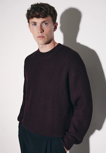 Round neck Pullover Uni in Rot |  Seidensticker Onlineshop