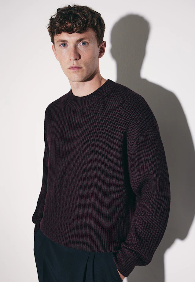 Round neck Pullover Uni in Rot |  Seidensticker Onlineshop