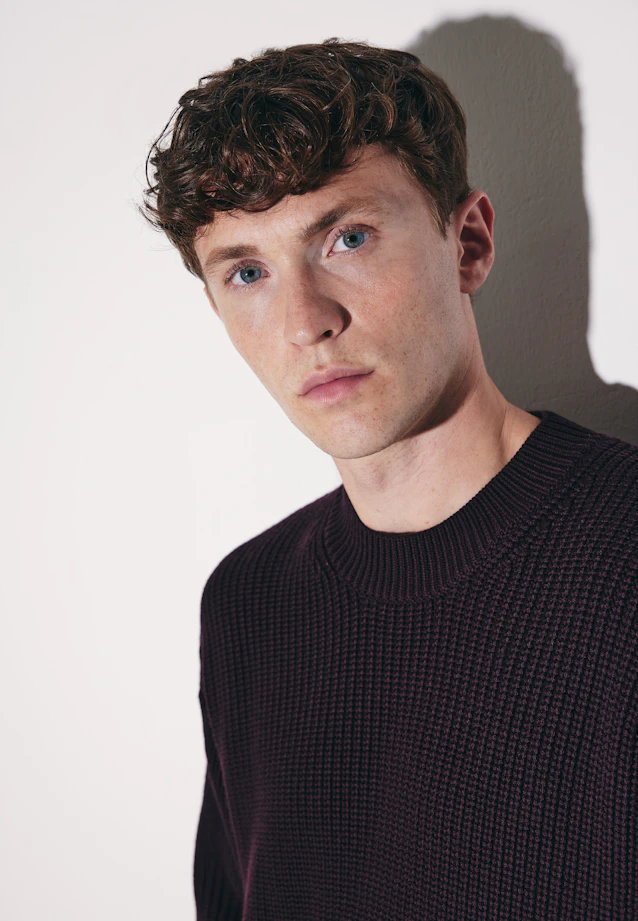 Round neck Pullover Uni in Rot |  Seidensticker Onlineshop