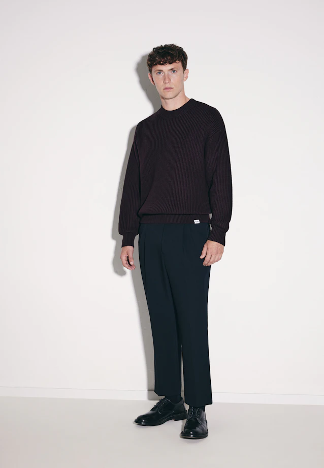 Round neck Pullover Uni in Rot |  Seidensticker Onlineshop