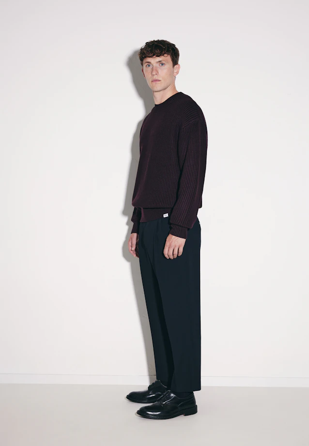 Round neck Pullover Uni in Rot |  Seidensticker Onlineshop