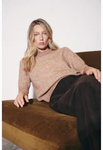Lightweight knitted shirt made of wool and silk, striped blue in Braun |  Seidensticker Onlineshop