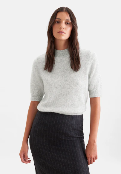 Lightweight knitted shirt made of wool and silk, striped blue in Grey |  Seidensticker Onlineshop