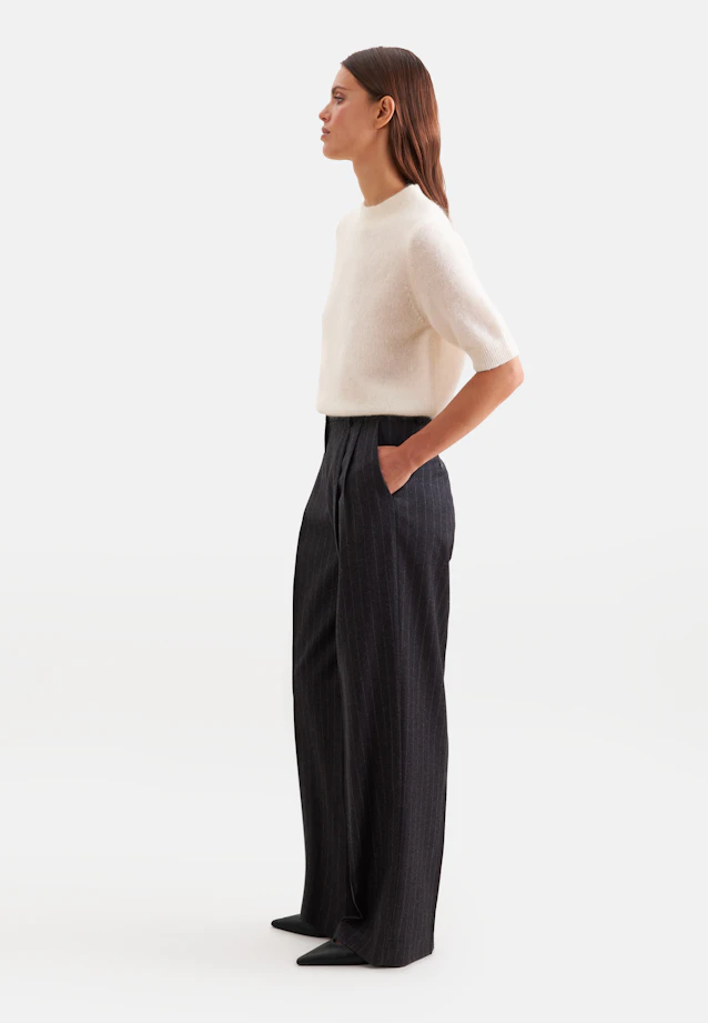 Chemise légère tricotée en laine et soie, rayée bleu in Ecru |  Seidensticker Onlineshop