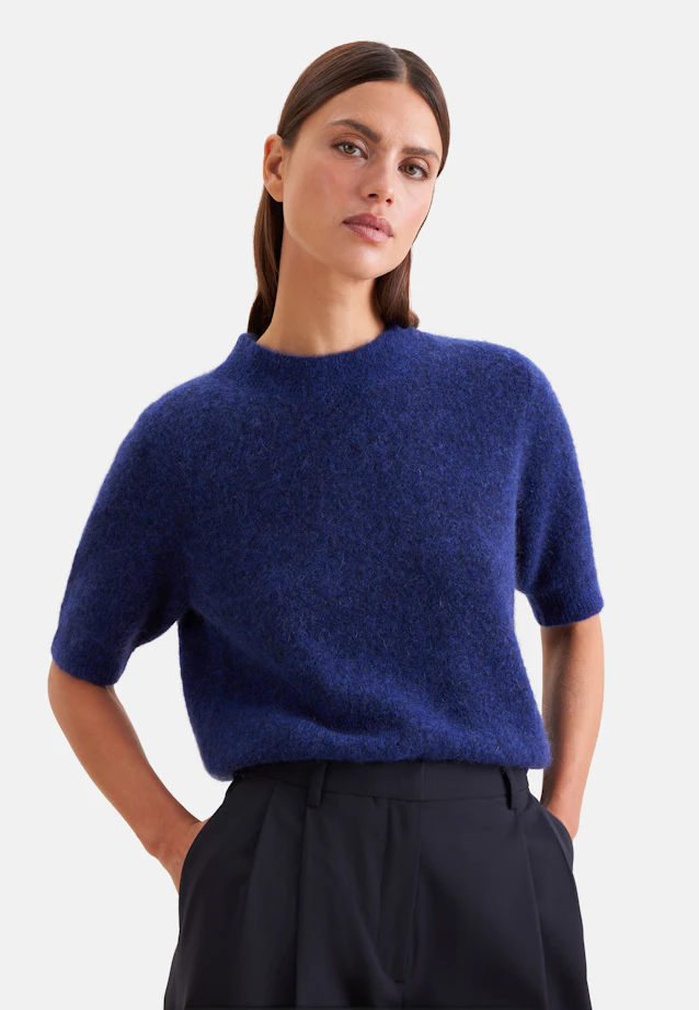 Chemise légère tricotée en laine et soie, rayée bleu in Bleu Moyen |  Seidensticker Onlineshop