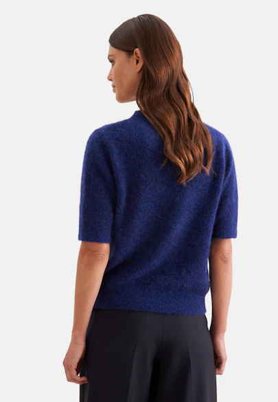 Chemise légère tricotée en laine et soie, rayée bleu in Bleu Moyen |  Seidensticker Onlineshop