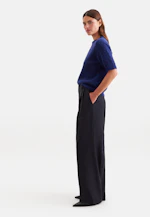 Lightweight knitted shirt made of wool and silk, striped blue in Mittelblau |  Seidensticker Onlineshop