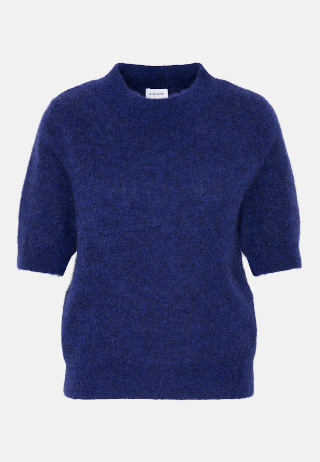 Lightweight knitted shirt made of wool and silk, striped blue in Mittelblau |  Seidensticker Onlineshop