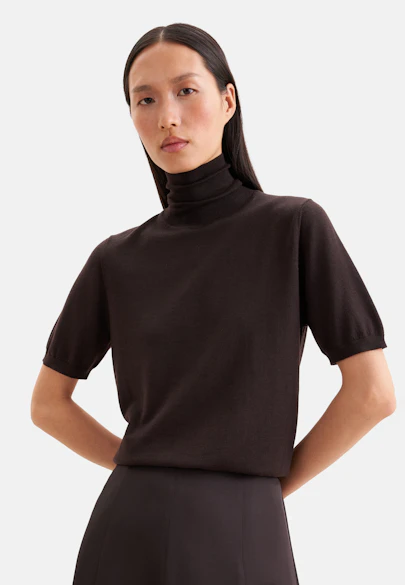Feinstrick Rollkragenpullover Halbarm aus Wolle mit Seide in Braun |  Seidensticker Onlineshop