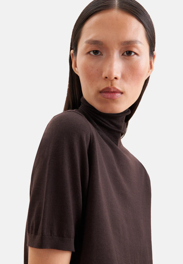 Feinstrick Rollkragenpullover Halbarm aus Wolle mit Seide in Braun |  Seidensticker Onlineshop