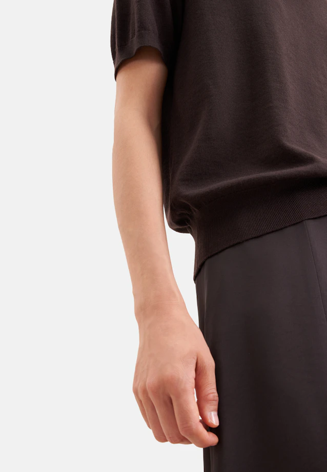 Feinstrick Rollkragenpullover Halbarm aus Wolle mit Seide in Braun |  Seidensticker Onlineshop