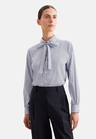 Hemdbluse mit abnehmbarer Schluppe in Dunkelblau |  Seidensticker Onlineshop