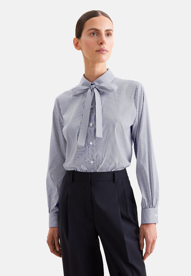 Hemdbluse mit abnehmbarer Schluppe in Dunkelblau |  Seidensticker Onlineshop