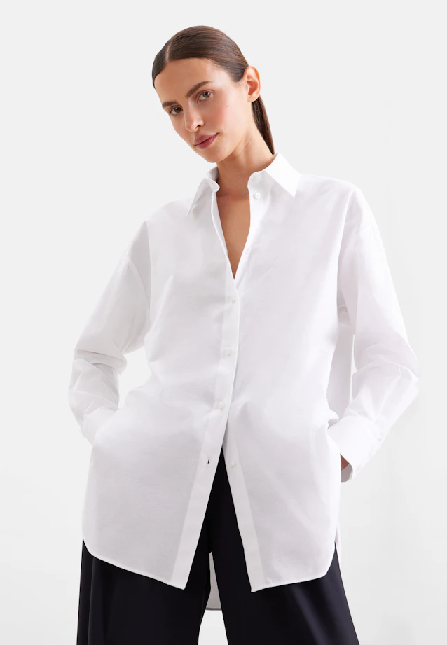 Oxford Hemdbluse Oversized mit tiefer Passe in Weiß |  Seidensticker Onlineshop